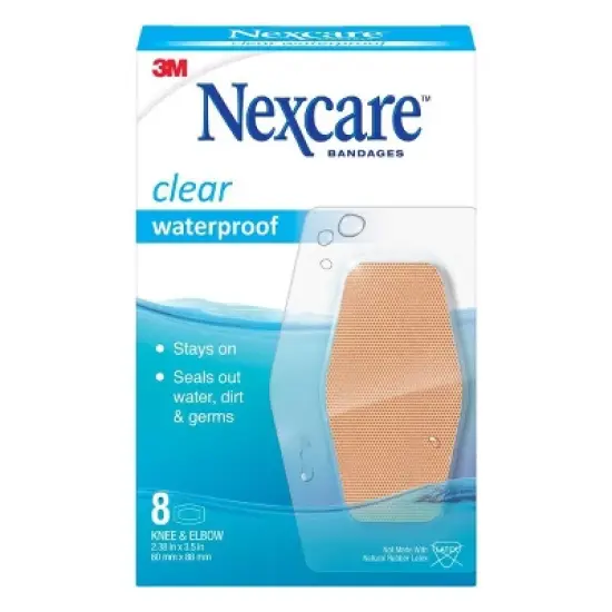 Nexcare Waterproof Bandages Knee and Elbow, Clear, 2 3/8 in x 3 1/2 in, 8 ct. image {18}