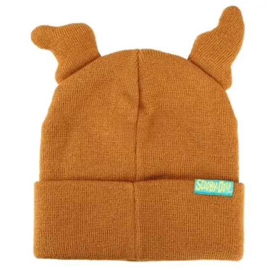 Scooby Doo Embroidered Brown Acrylic Knit Cuff Beanie image {1}