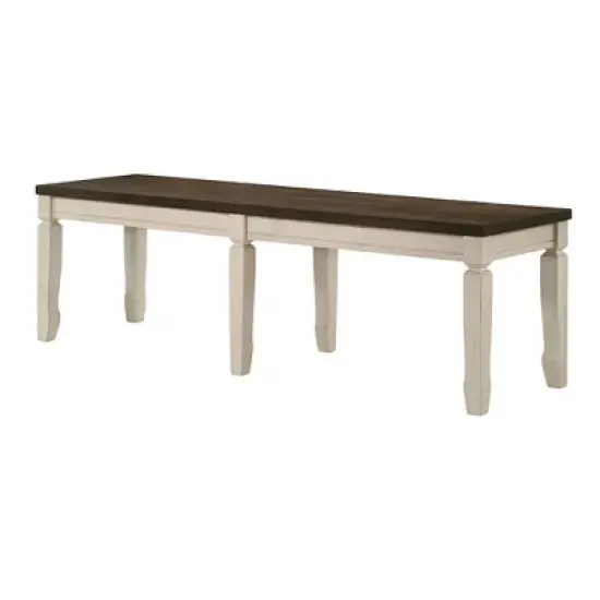 58" Fedele Bench Weathered Oak/Cream Finish - Acme Furniture image {1}