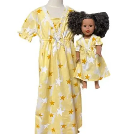 Doll Clothes Superstore Matching Girl And Doll Size 8 Yellow Star Nightgowns image {1}