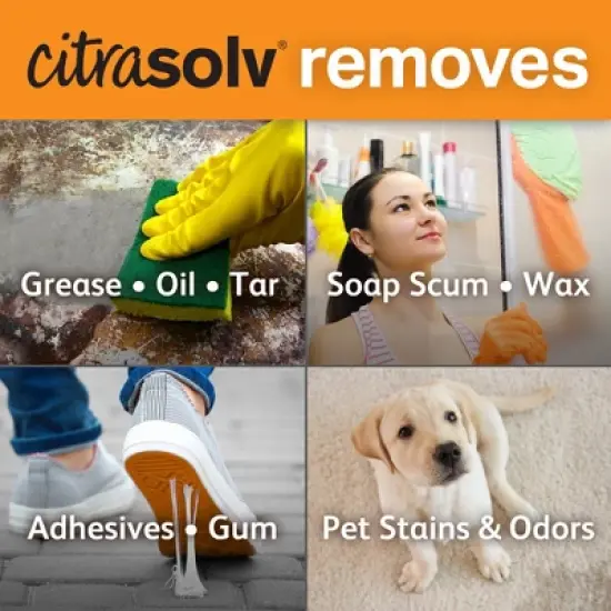 Citra Solv Concentrated Cleaner & Degreaser, Deodorizer, Home & Outdoor, Adhesive Remover, Natural Orange Oil image {5}