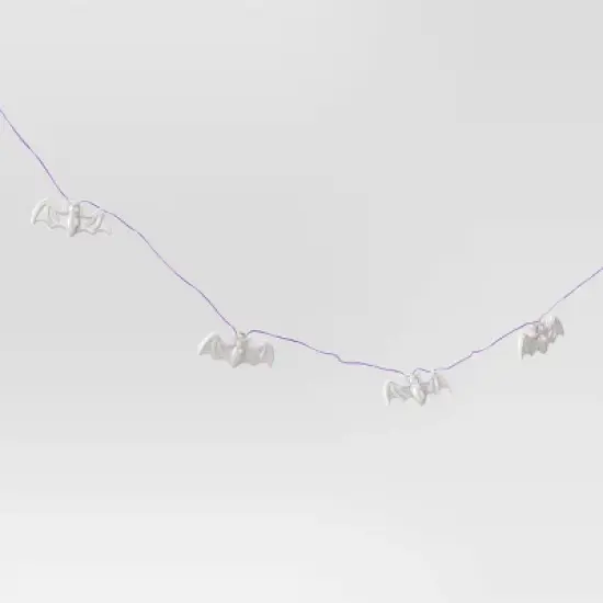 20ct Milky Iridescent Plastic Bat Halloween Indoor Outdoor Novelty Dewdrop String Light with Purple LEDs - Hyde and EEK! Boutique&trade; image {2}