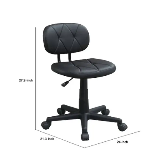 Diamond Stitch and Adjustable Height Office Chair Black - Benzara image {4}