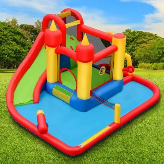 Costway Inflatable Water Slide Jumping Bounce House Bouncy Splash Park image {2}