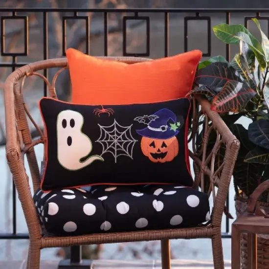 11.5"x18.5" Indoor Halloween Boo Friends Black Rectangular Throw Pillow  - Pillow Perfect image {3}