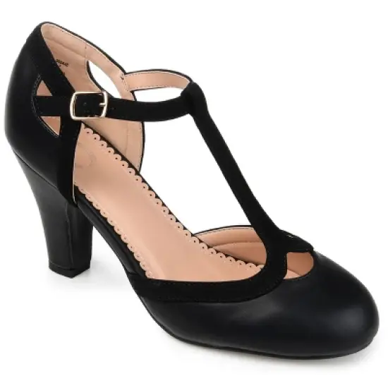 Journee Collection Womens Olina Wide Width Round Toe High Block Heel Pumps image {9}
