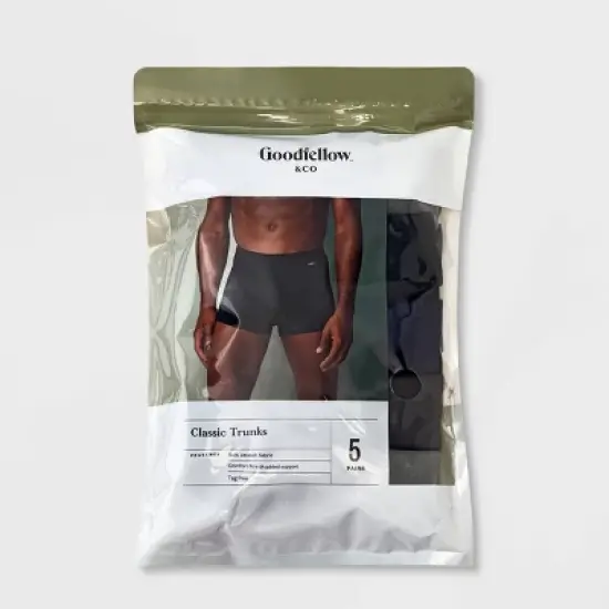 Men's Trunks 5pk - Goodfellow & Co&trade; Gray/Blue/Black image {1}