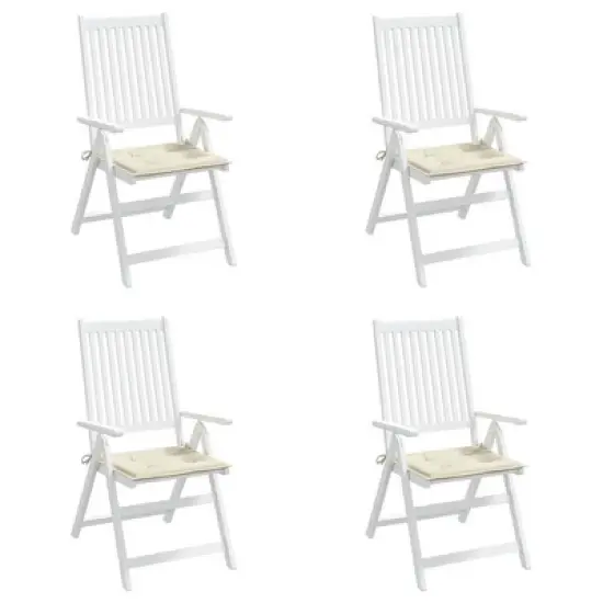 vidaXL Outdoor Chair Cushions 4 pcs- Cream Color, Oxford Fabric, Square Shape, Easy Fit 15.7"x15.7"x1.2", Comfortable Foam Filling image {3}