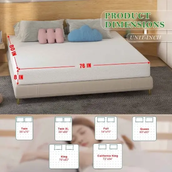 BestMassage 8 Inch Mattress Bamboo Charcoal Memory Foam Mattress Medium Firm Mattress CertiPUR-US Certified image {6}