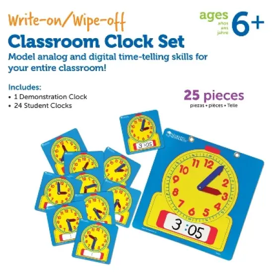 Learning Resources Write On/Wipe Clocks Classroom Set image {4}