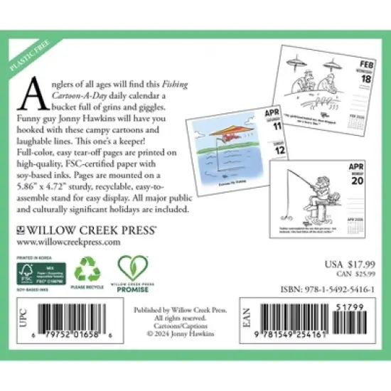 Willow Creek Press 2026 Fishing Cartoon-A-Day by Jonny Hawkins Box Calendar image {1}