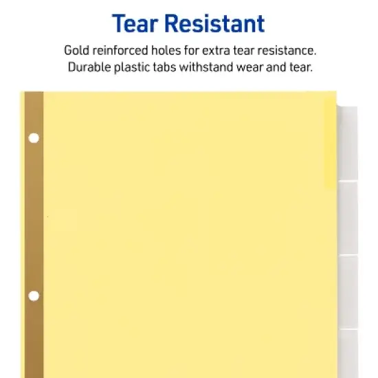 Avery Big Tab Insertable Dividers for 3 Ring Binder, 5-Tab Sets, Clear Tabs, Buff Paper with Gold-Reinforced Buff Paper, 24 Sets (11113) image {5}