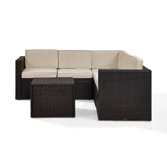 Palm Harbor 6pc All-Weather Wicker Patio Seating Set - Sand - Crosley image {2}