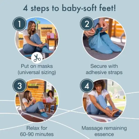 Blue Oasis Foot Peeling Mask - Exfoliating Foot Mask for Dry Cracked Feet, Avocado Cracked Heel Treatment, Moisturizing Foot Peel Mask, Luxury Foot image {2}