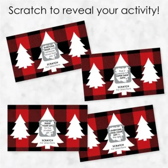 Big Dot of Happiness Holiday Plaid Trees - Buffalo Plaid Christmas Party Gift Exchange Game Scratch Off Cards - 22 Count image {2}