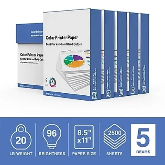 MyOfficeInnovations 8.5x11 Color Printer Paper 20 lbs. 96 Brightness 1147484 image {1}