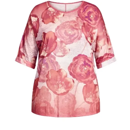 Women's Plus Size Leid Back Top  - Pink Poppy Ombre | AVENUE image {2}