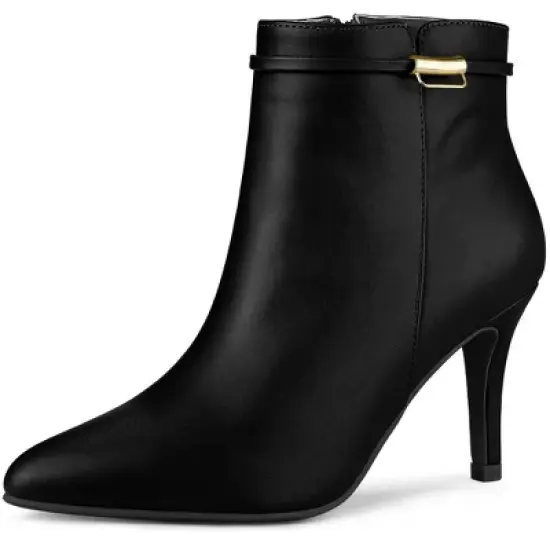 Allegra K Women's Stiletto Heels Pointed Toe Side Zip Ankle Boots image {7}
