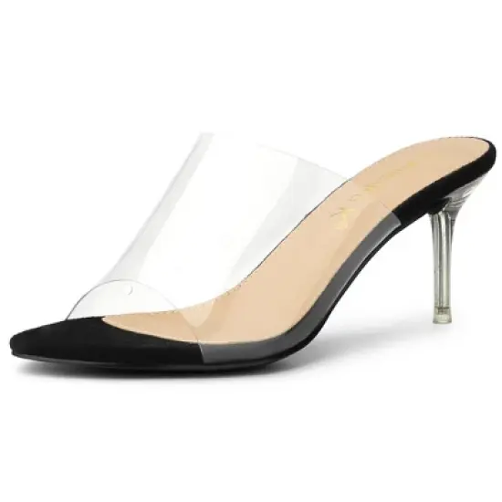Allegra K Women's Clear Strap Stiletto Slide Heels Sandals image {7}