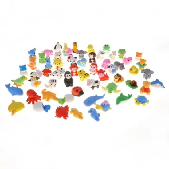 JuzToys 60Pcs Animal Erasers - Desk Pets, 3D Take Apart Pencil Erasers Classroom Rewards,Game Prizes,Treasure Box Party Favors for Kids image {5}