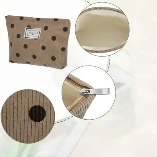 Unique Bargains Portable Corduroy Polka Dot Makeup Bags and Organizers 1 Pc image {4}