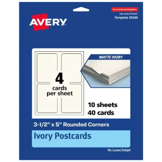 Avery Matte Ivory Postcards, 3-1/2" x 5" Rectangle Rounded Corners image {10}