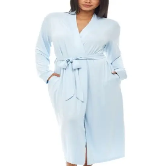 Women's Classic Soft Knit Long Lounge Robe with Pockets image {12}
