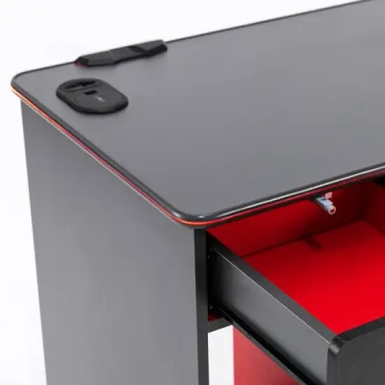 Carbon-Tek Gaming Desk with LED Gray/Red - X Rocker image {3}