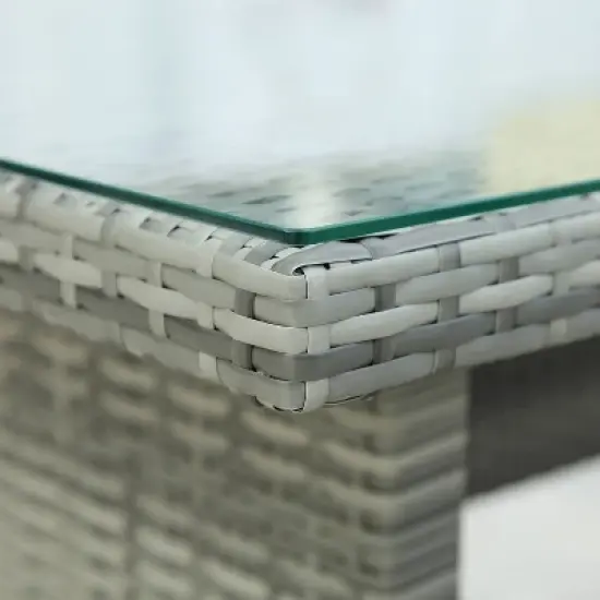 6pc Outdoor Set with Sectional & Glass Table - Gray - WELLFOR image {3}