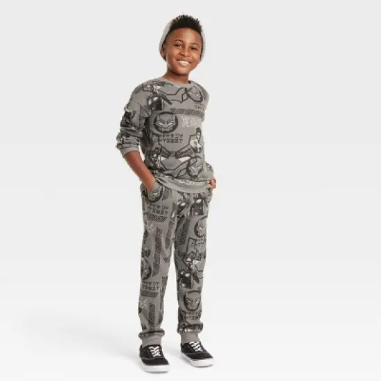 Boys' Marvel Black Panther Crewneck Fleece Sweatshirt - Dark Gray image {2}