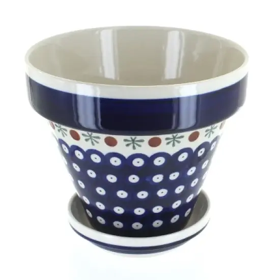 Blue Rose Polish Pottery 891-893 Zaklady Medium Flower Pot image {8}