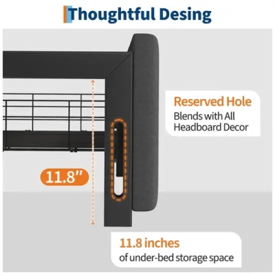 Full Size Storage Bed Frame with 3 XL Drawers - Upholstered Platform Bed, No Box Spring Needed, Wood Slat Support, Easy Assembly image {6}