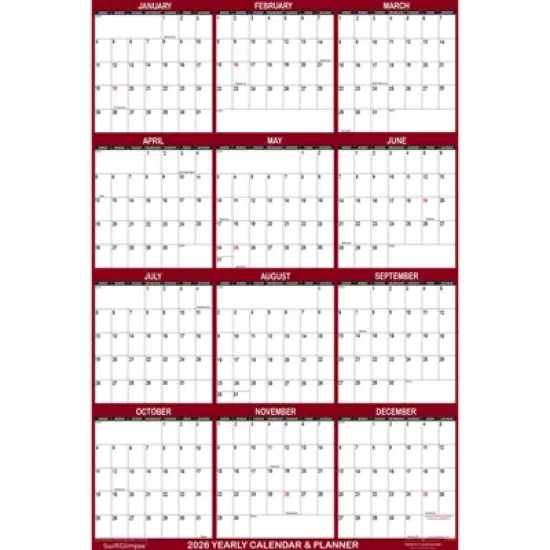 SwiftGlimpse 32"x48" 2026 Wall Calendar Maroon image {3}