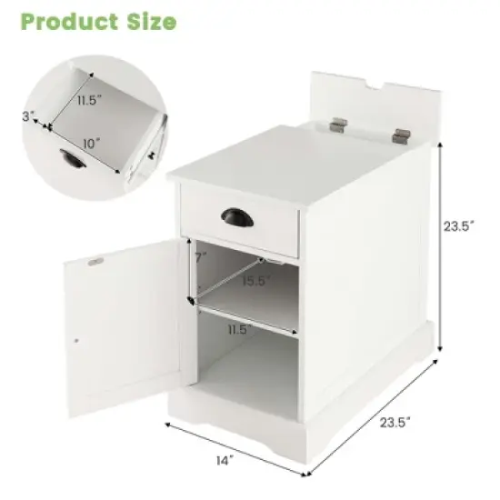 Costway Side End Table Nightstand with Charging Station Storage for Living Room Bedroom image {3}