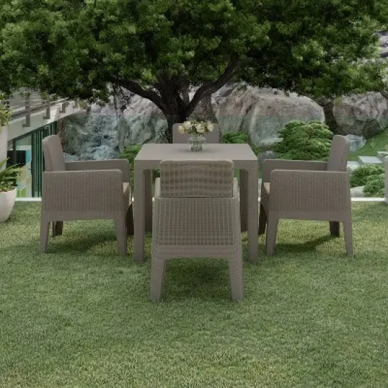 Lucca 5pc Dining Set with Cushions - Gray/Beige - DUKAP image {6}