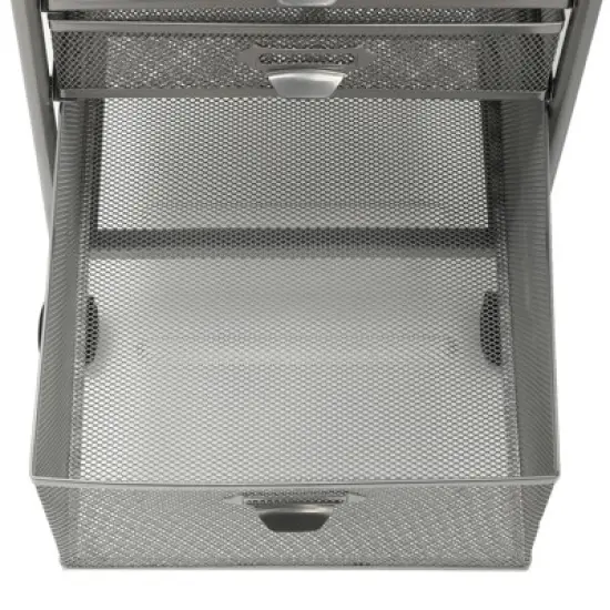 YIYIBYUS Rolling File Cabinet with 5 Drawers, Craft Cart Organizer with Wheels, Silver image {3}