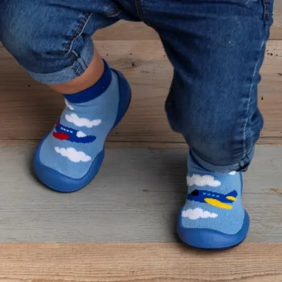 Komuello Baby BoyFirst Walk Sock Shoes Aeroplanes image {5}