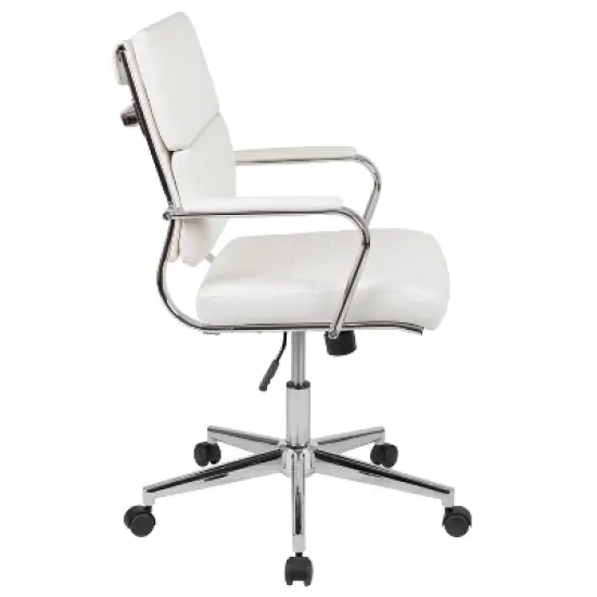 Merrick Lane Ergonomic Swivel Office Chair Panel Style Mid-Back Computer Desk Chair with Padded Metal Arms & Base image {4}