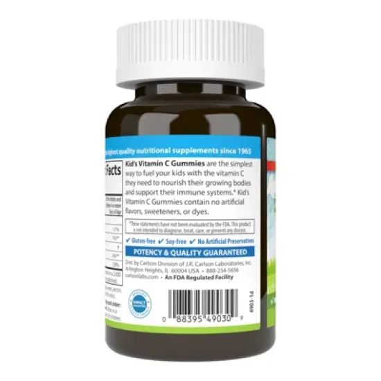 Carlson - Kid's Vitamin C Gummies, 125 mg, Immune Support, Orange image {1}