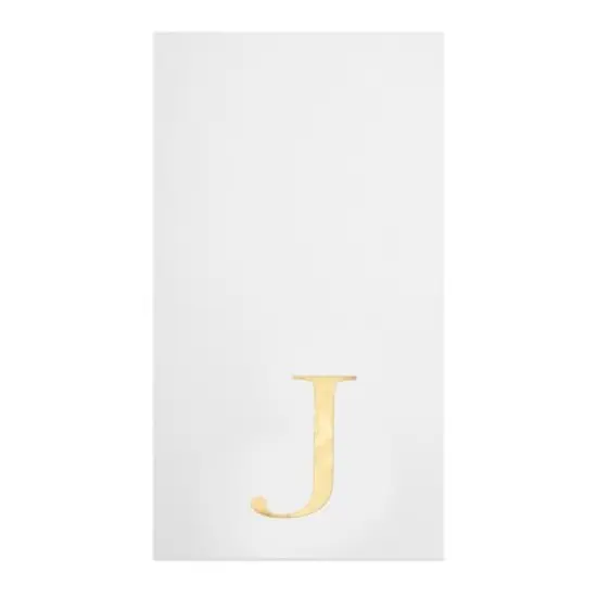 Sparkle and Bash 100 Pack Gold Foil Initial Letter J White Monogram Paper Napkins for Dinner Party, 4 x 8 In image {3}