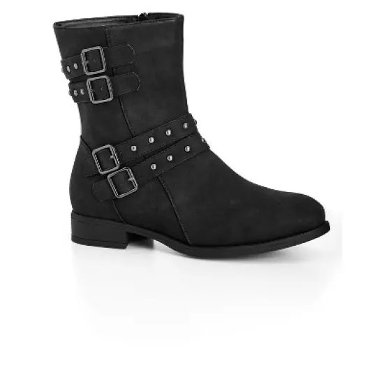 Women's WIDE FIT Joy Moto Boot - black | EVANS image {3}