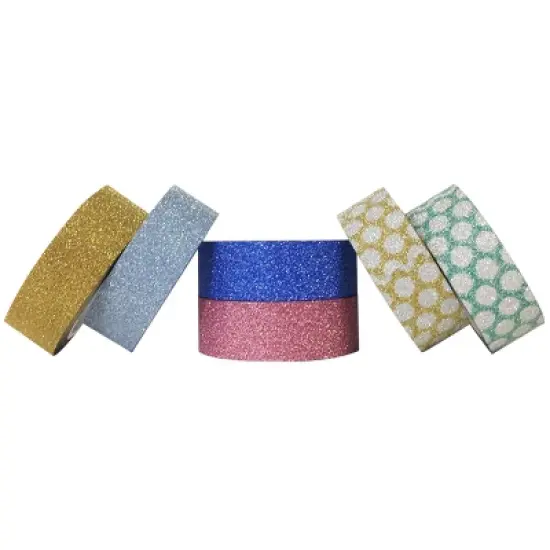 Wrapables Japanese Washi Masking Tape, Glitter Collection (Set of 6) image {2}
