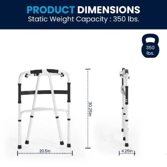 Flash Furniture Lightweight Adjustable Height Folding Walker w/ Dual Frame Types in Silver/Black image {3}