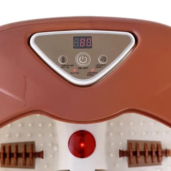 Costway Foot Spa Bath Massager LCD Display Temperature Control Heat Infrared Bubbles Brown image {5}