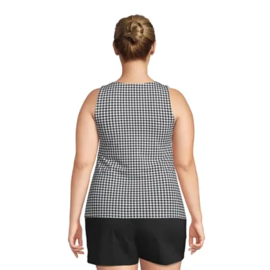 Lands' End Women's Plus Size DD-Cup Chlorine Resistant Square Neck Underwire Tankini Top Swimsuit Adjustable St image {1}