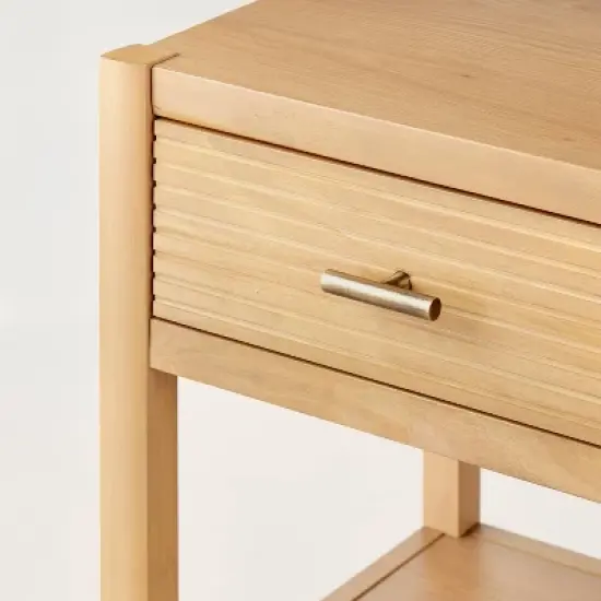 Grooved Wood Square Accent Side Table with Drawer - Natural - Hearth & Hand&trade; with Magnolia image {3}