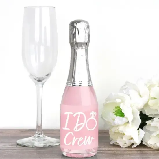 Big Dot of Happiness Pink Elegantly Simple - Mini Wine and Champagne Bottle Label Stickers - Wedding or Bridal Shower Guest Party Favor Gift 16 Ct image {1}
