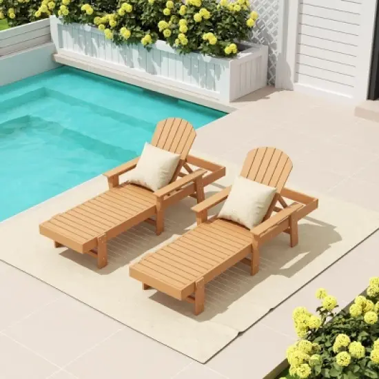 WestinTrends Dylan 2 Piece Adirondack Poly Reclining Chaise Lounge With Arms image {12}