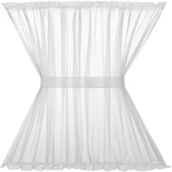 Kate Aurora Luxurious Batiste Sheer French Door Curtain Panel With Tieback image {1}