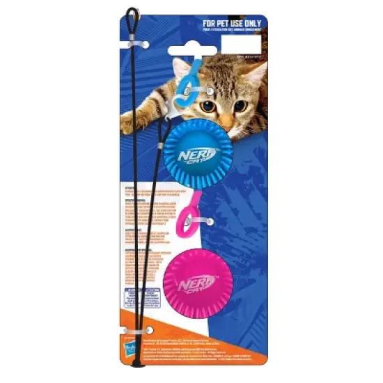 Nerf Cat 3" Soft LED Hedgehog with Bell and Wand Cat Toy - 2pk image {5}